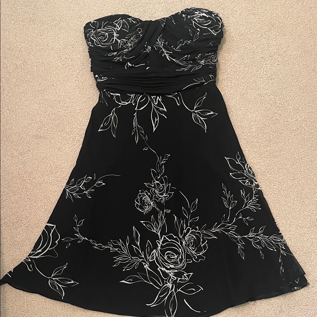 Whbm Strapless Rose Chiffon Dress